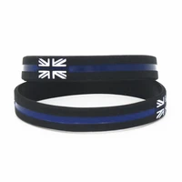 50pcs new black blue vintage england flag silicone wristbands the britain charity uk silicone bracelets bangles gifts sh189