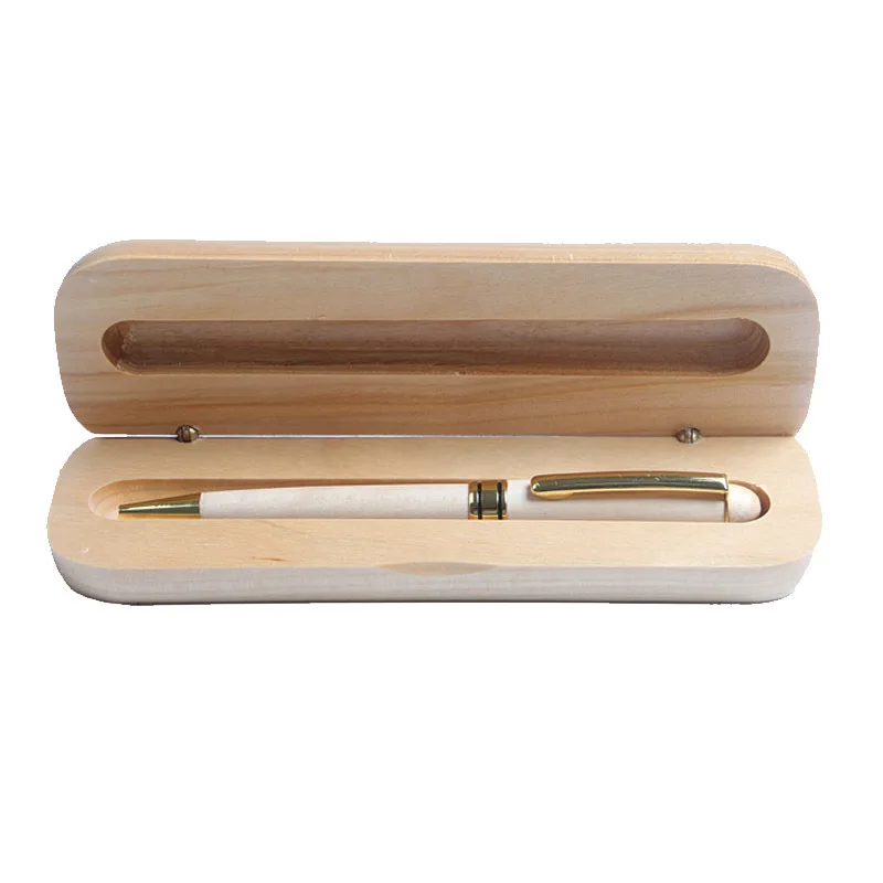 Wood Ballpoint Pen Roller Ball Pen Fountain Pen With Wood Pencil Case Pencil Box Blue ink Black Refill Custome Logo for GiftP758