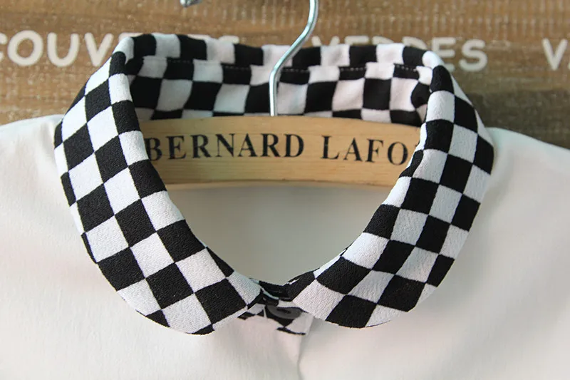 Новинка 2017 Однотонная рубашка с ложным воротником белая и черная блузка