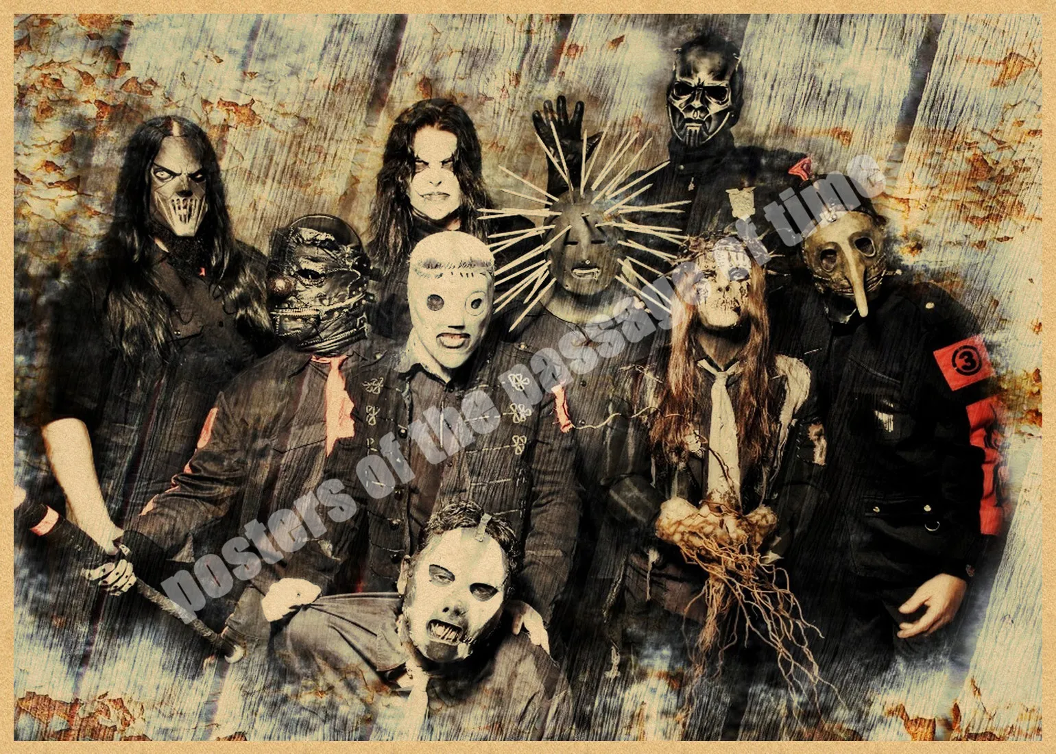 Slipknot тяжелый металл плакат/рок-группа/крафт-бумага/Бар плакат/наклейки на стены/Ретро плакат/декоративная живопись/30*20 см - Цвет: Светло-серый