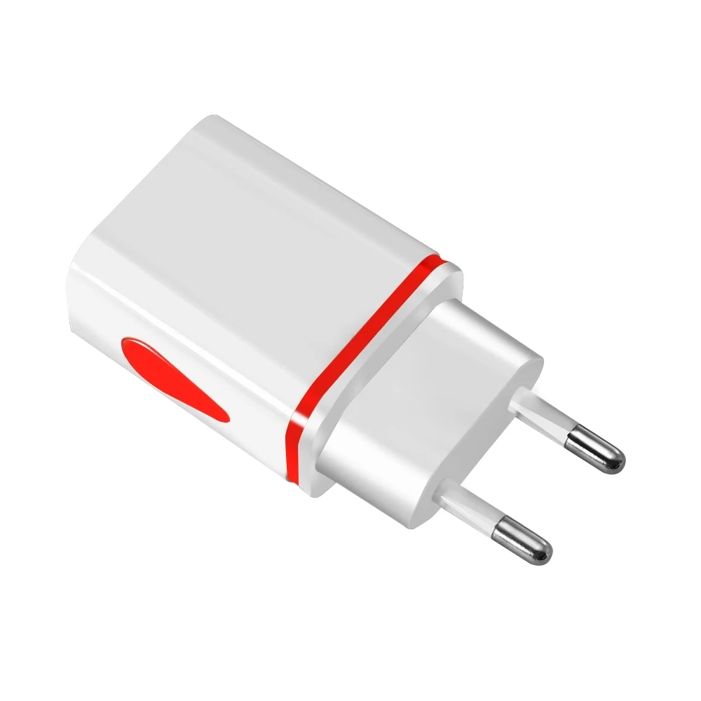 Red OLAF Dual USB зарядное устройство для iphone Xs X 7 8 Plus, светодиодный адаптер с европейской вилкой, зарядное устройство с 2 портами, зарядное устройство для телефона Xiaomi Redmi Note 7 - Тип штекера: Red