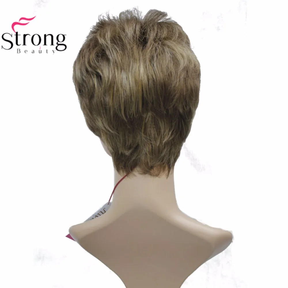 StrongBeauty женский синтетический парик черный/Блонд короткие прямые волосы натуральные парики