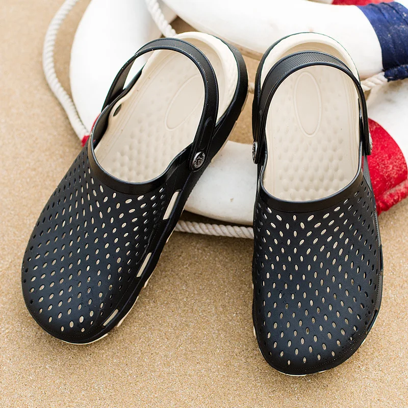 Сандалии мужские сетчатые дышащие пляжные шлепанцы без застежки летняя обувь с