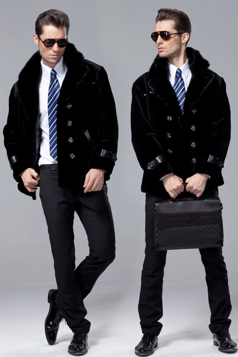 100% гарантированное пальто из овчины Мужская Подлинная искусственная норковая