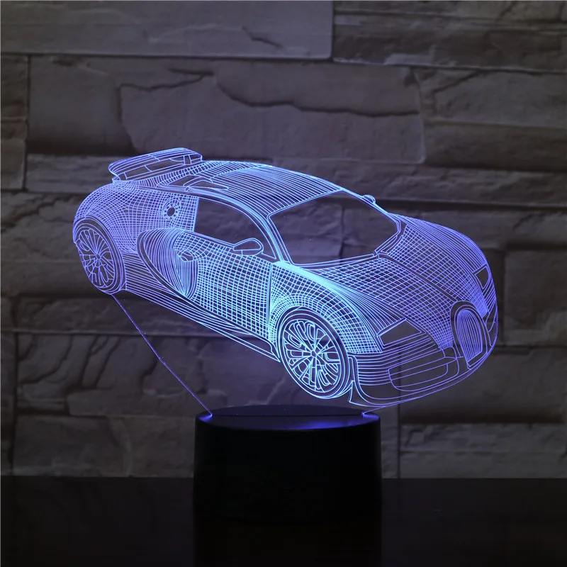 Новинка 2019 3D светильник настольная лампа Luminaria крутой гоночный автомобиль