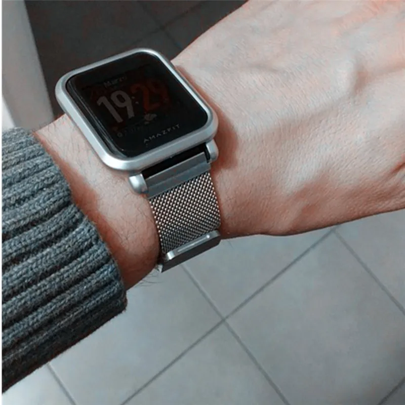 Металлический спортивный ремешок Миланская петля для Xiaomi Amazfit Bip браслет с