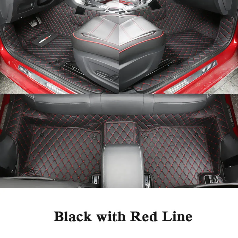 Black with Red Line QCBXYYXH кожаные автомобильные коврики для LHD MG6 Авто подушечки автомобильной ковровое покрытие внутренние аксессуары - Название цвета: Black with Red Line