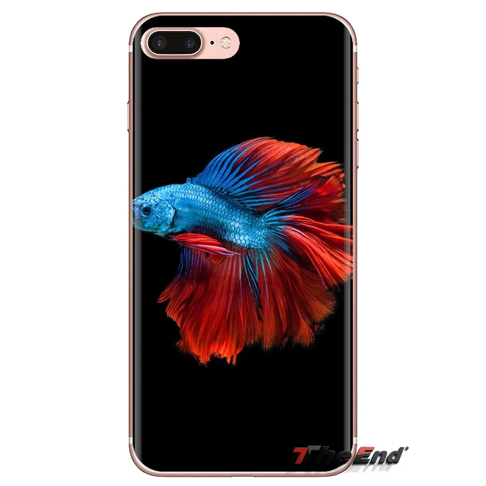 For iPod Touch Apple iPhone 4 4S 5 5S SE 5C 6 6S 7 8 X XR XS Plus MAX Phone Wallpaper with Blue Betta Fish 2 Silicone Skin Cover |