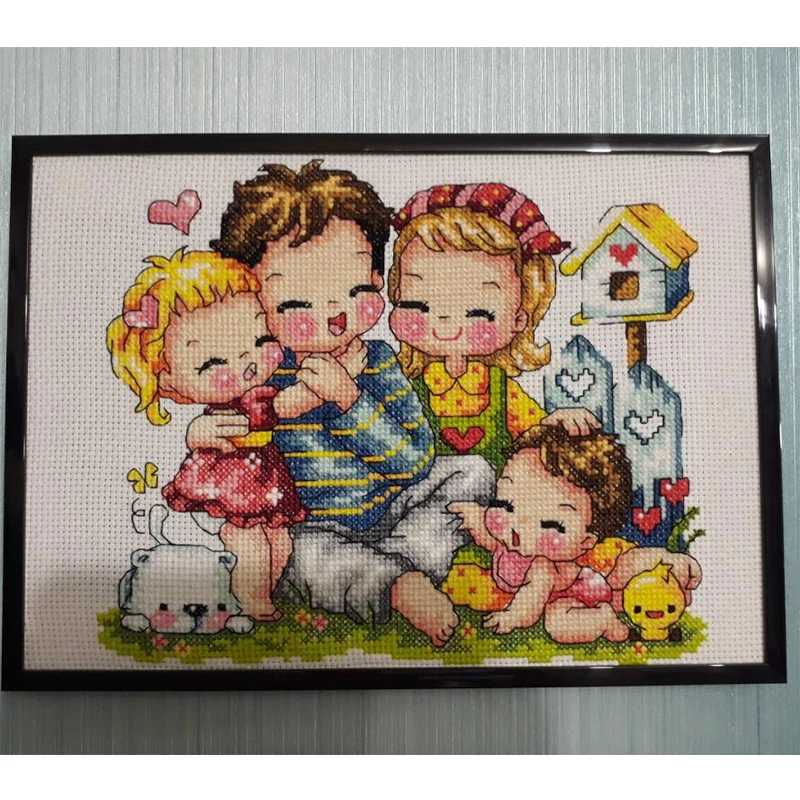 Joy Sunday A Happy family узоры DMC Счетный 11ct 14ct крестиком напечатанный на холсте для вышивки диаграммы поделки по оптовой цене