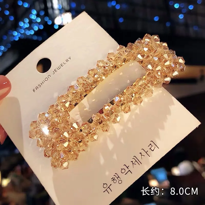 S6-Champagne Роскошные хрустальные бусины заколки для волос аксессуары для волос женские шпильки Свадебные украшения золотые геометрические корейские заколки для волос - Окраска металла: S6-Champagne