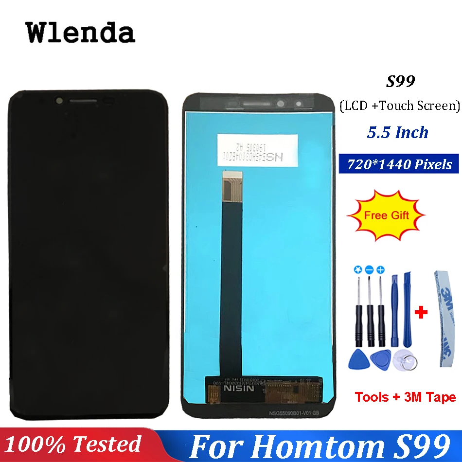 Для HOMTOM S99 ЖК-дисплей Дисплей и инструмент для ремонта сенсорного экрана в сборе Запчасти 5,5 дюймовых запасных частей+ Инструменты+ лента 3 м