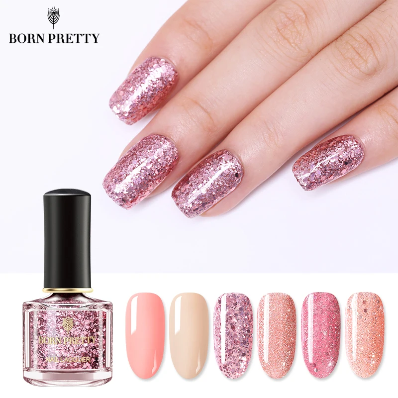 Серия розово золотого цвета BORN PRETTY лак для ногтей 6 мл розовый блестки дизайна