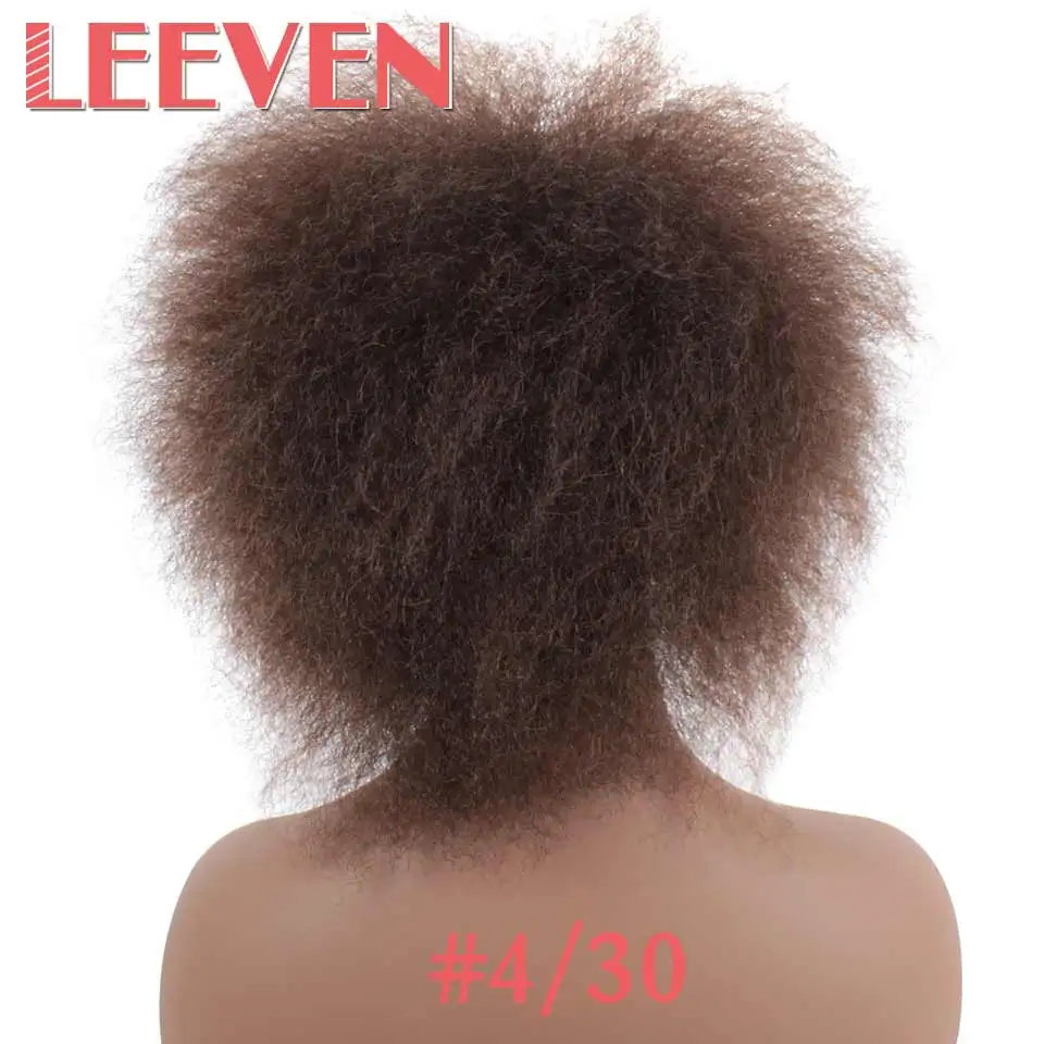Leeven, 6,5 дюймов, 100 г/шт., синтетические волосы, короткие, черные, кудрявые, кудрявые, афро, парик, пушистые, косплей, парики для женщин, высокотемпературное волокно - Цвет: T1B/4/30