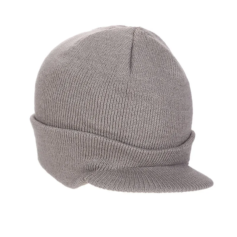 Серый Козырьки, шапка бини, Мужская зимняя теплая вязаная шапка Skullies, Балаклава, Мужская шерстяная шапка Skullies Beanies, вязаный берет, осенние шапки, шапка s WH669 - Цвет: Серый