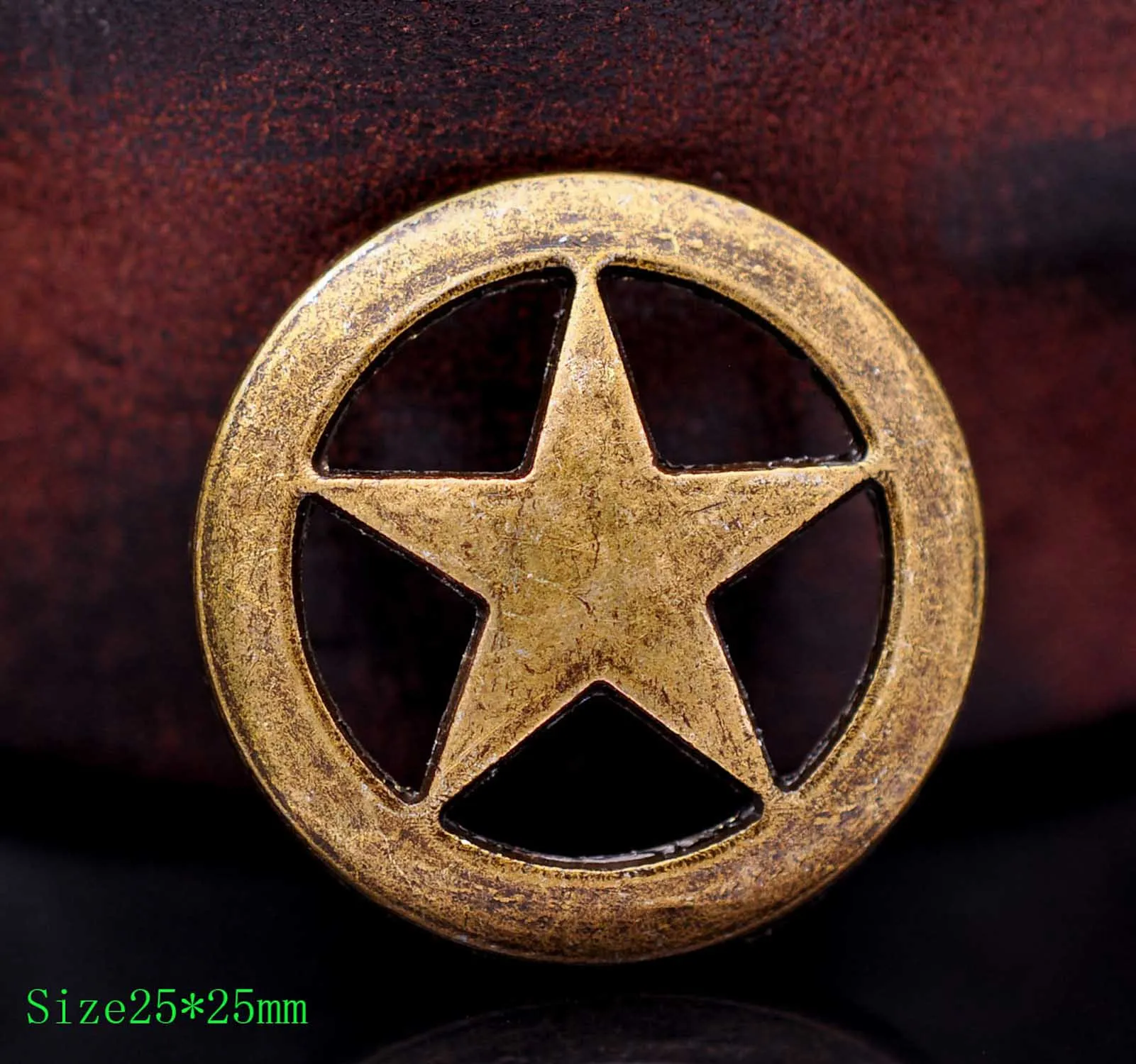 1" Brass Cowboy Texas Star Leathercraft Hatband Belt Handbag Stud Rivet Conchos Button Screwback 20pc