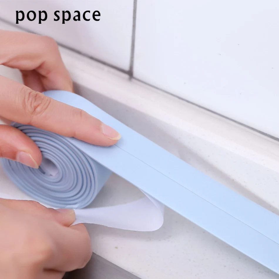 3cmX2.55m Self Adhesive Waterproof Mildew Anti-moisture Tape Wall Corner Stickers PVC Sticker Kitchen Accessories |