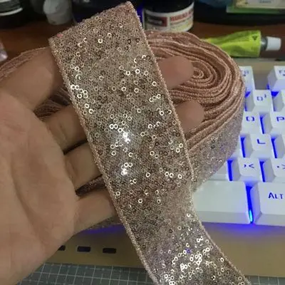 Skin pink 3 ярдов Блестки бусины кружевные ленты с отделкой Ткань для танцевальной юбки Одежда Платье Пояс украшения Швейные материалы для одежды аксессуары - Цвет: Skin pink