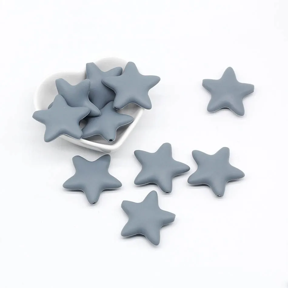 Light Grey 10pc 10 шт. силиконовые бусины без бисероплетения детские товары игрушки для прорезывания зубов Подсолнух Роза звезда Лебедь Корона Силиконовый грызун детский Прорезыватель - Цвет: Light Grey 10pc