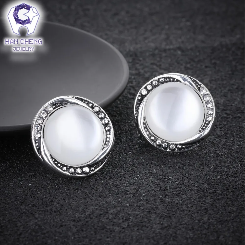 Новые Круглые Серьги HanCheng в виде драгоценных камней стразы Женские Ювелирные