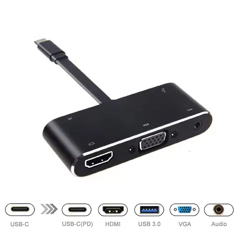 Адаптер USB Type C для HDMI 4K USB 3,0 аудио VGA концентратор Thunderbolt 3 Dex Mode для MacBook pro Samsung Note 8 S8 S9 Nintendo