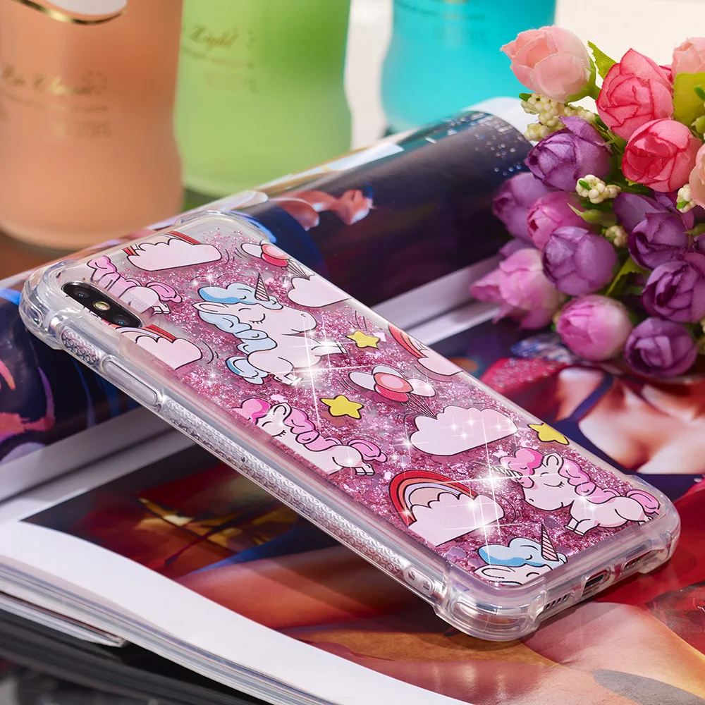 Жидкий чехол для Samsung Галактики A3 A5 A6 A7 A8 S5 S6 S7 S8 S9 Edge Plus Note8 в виде единорога из мультфильма Мягкий силиконовый чехол