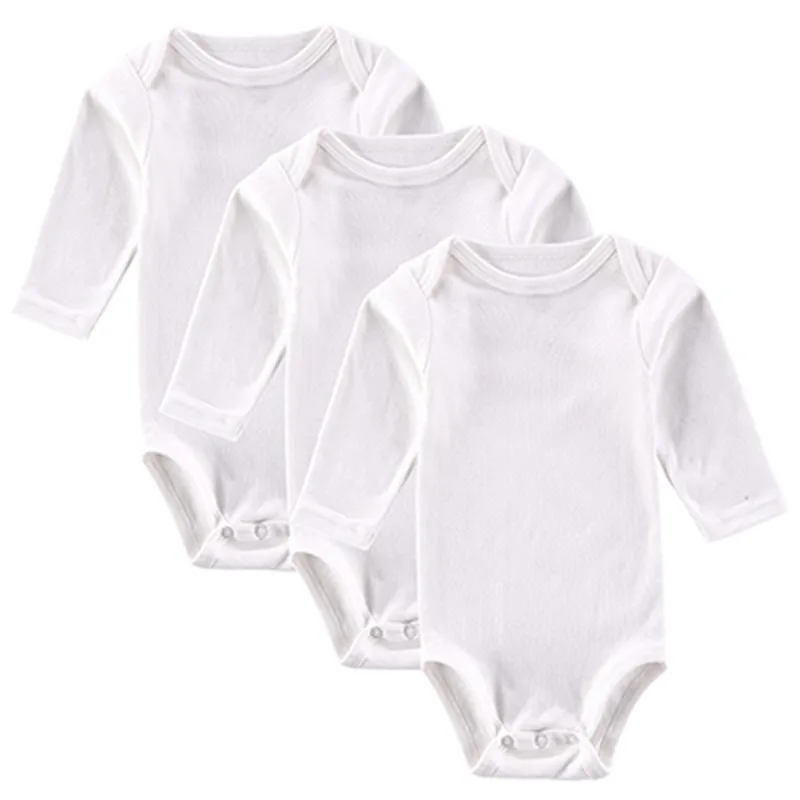 3 PCS tender Babies Boy Girl Brand Clothing Set 100% Cotton White Plain Underwear Long Sleeves Newborn baby bodysuit | Детская одежда и