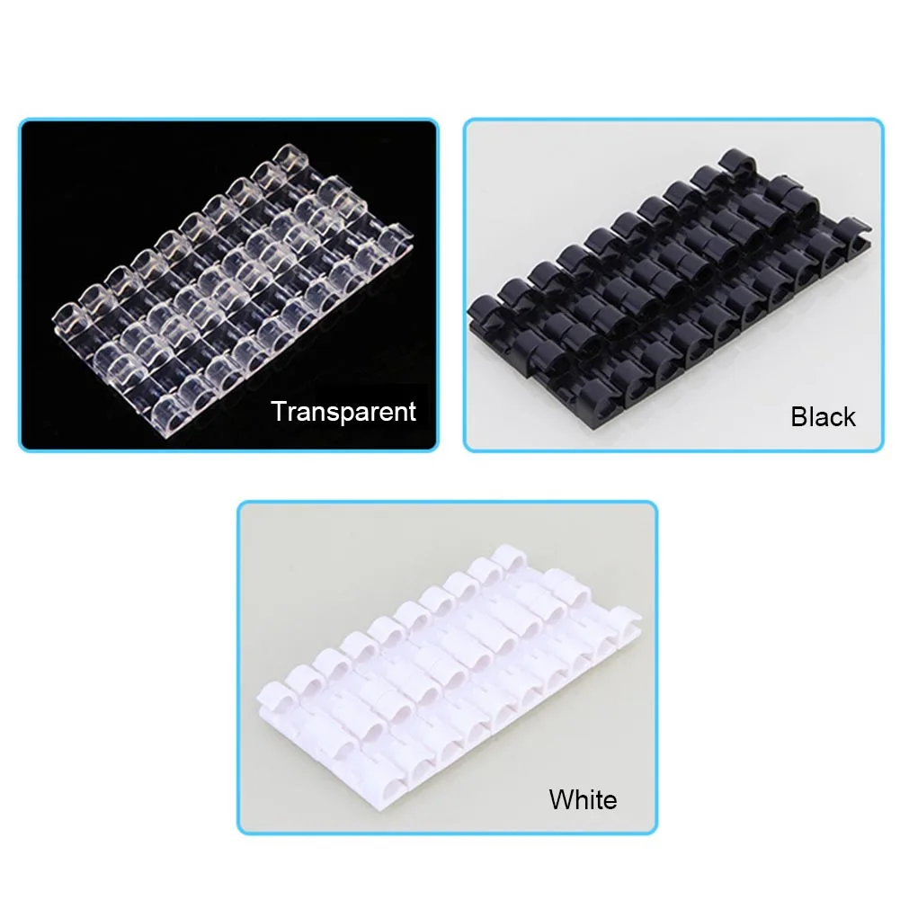 20Pcs/Box Self-Adhesive Cable Clips Organizer Drop Wire Holder Cord Management QJ888 | Обустройство дома