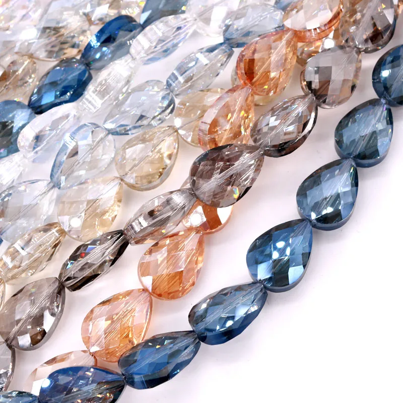 

80pcs/lot Heart Shape Beads 10x12mm Crystal Glass Teardrop Findings Faceted Necklace Earrings Handmade Fashion Jewelry Beads