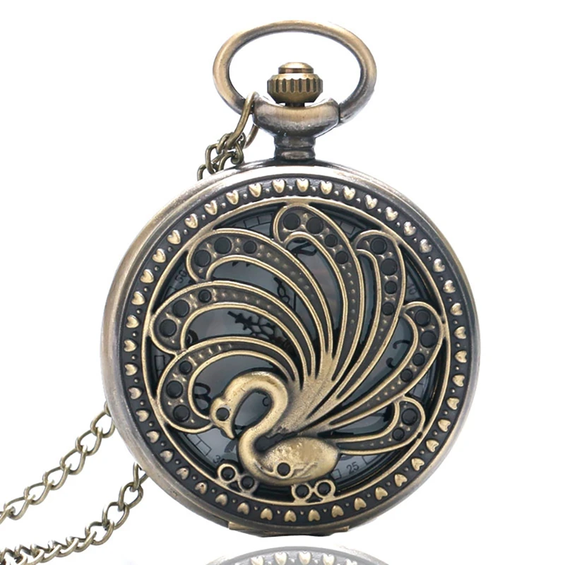 Винтажные карманные часы Reloj De Bolsillo с полым рисунком животного мужские кварцевые