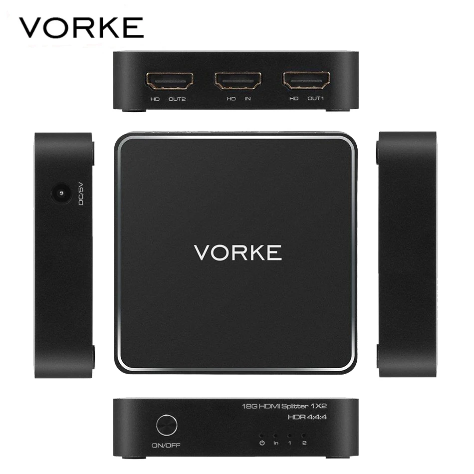 Новинка Лидер продаж! VORKE HD12 сплиттер 1 в 2 Выход HDMI 2.0b коммутатор RGB YUV4: 4: 4 18 Гбит/с 4K