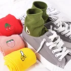 Женские гольфы с вышитыми фруктами в Корейском стиле, каваи, авокадо, банан, вишня, персик, розовые хлопковые носки