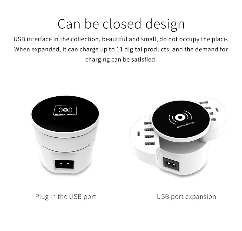 Беспроводное зарядное устройство HKHUIBANG Qi 8 портов Usb типа C станция концентратора
