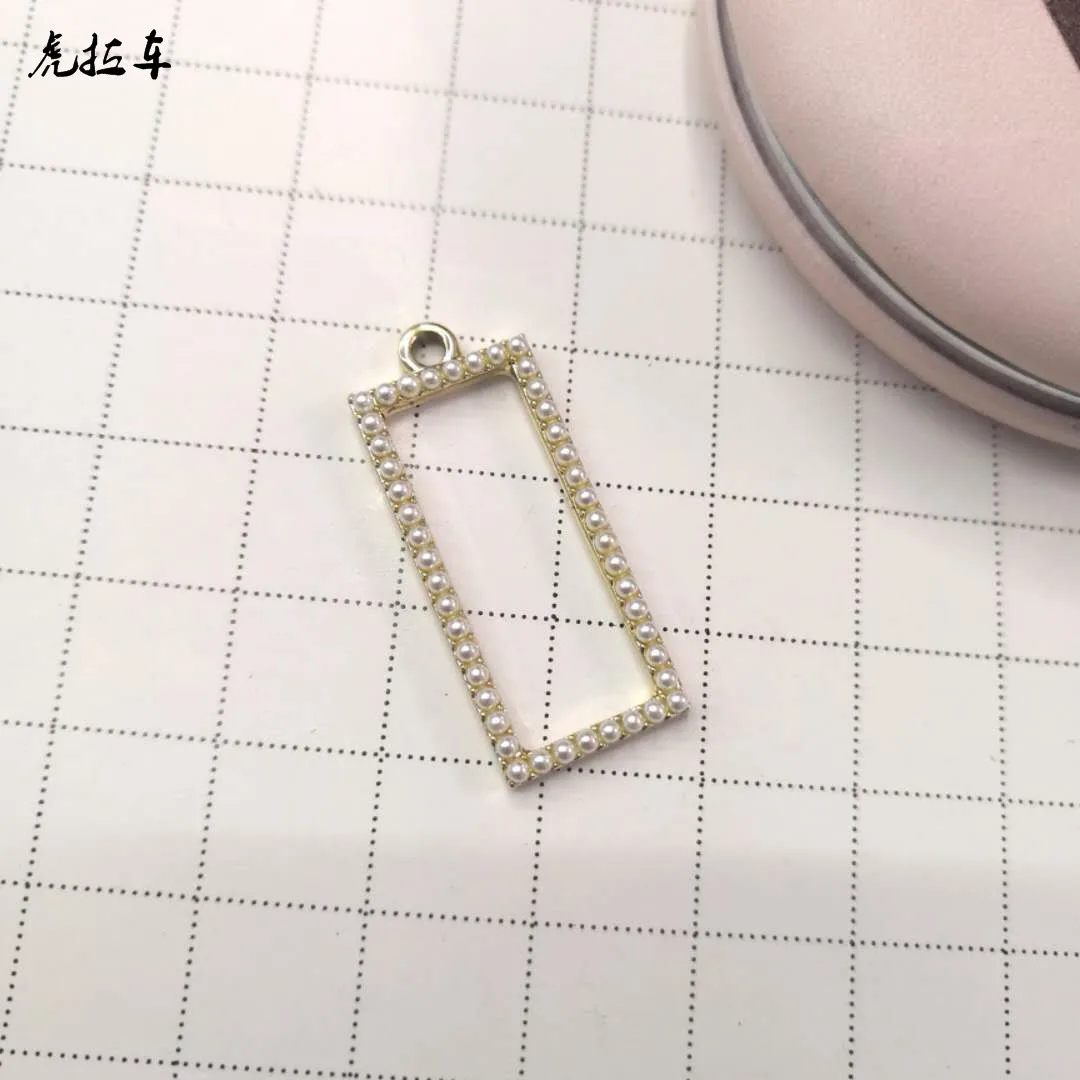 Золотой прямоугольник из металла и жемчужные подвески Geometric10pcs Подвеска DIY серьги