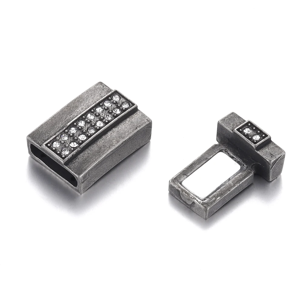 Винтаж Нержавеющая сталь Магнитная застежка горный хрусталь 12*3 мм кожаный шнур