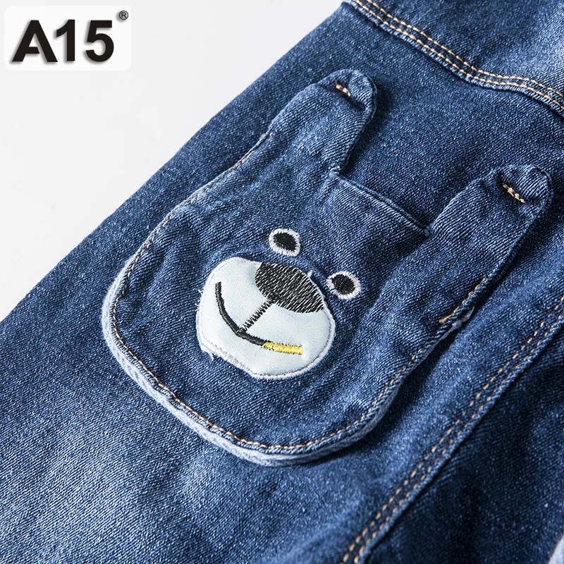 Джинсы для девочек Новинка 2017 года сезон весна осень модные детские джинсы