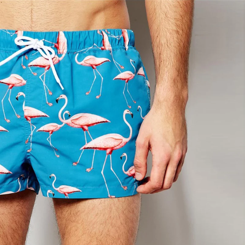 

summer beach leisure loose swimwear men swim trunk boxer shorts trend flamingos print men swimsuit sunga spa bathing suit shorts