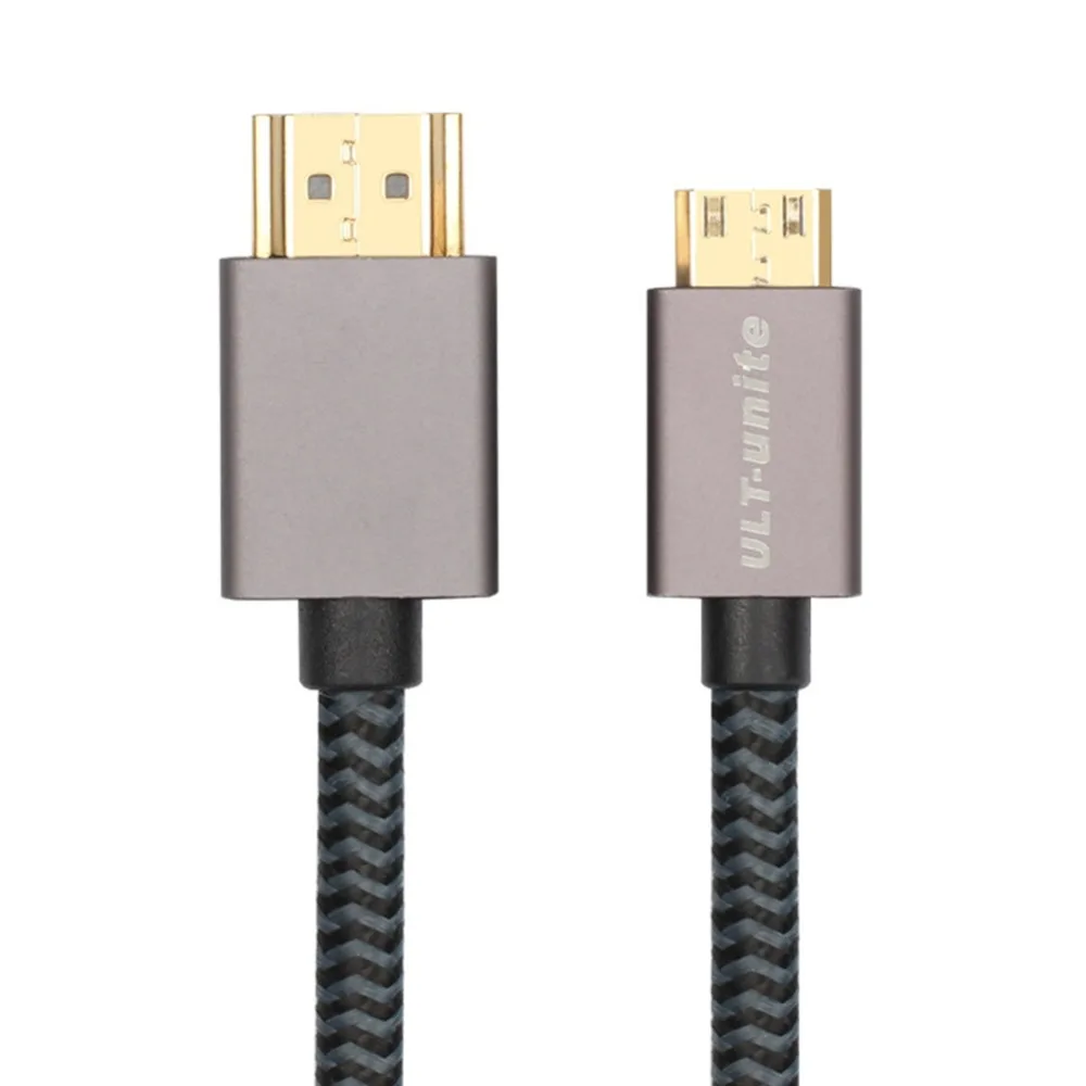 Супер тонкий нейлоновый Плетеный высокоскоростной 21-гбит/с Mini HDMI (C Male) к A Male