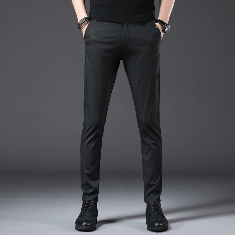 Для мужчин бизнес повседневные штаны для девочек тренд дизайнер корейский стиль Тонкий мужской мотобрюки классический высокое качество прям