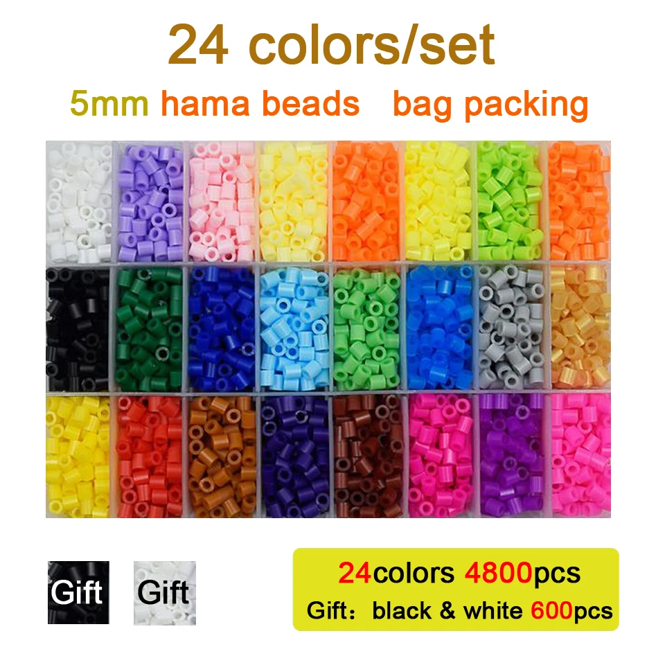 DOLLRYGA 5 мм Хама бусины головоломки 24 цвета 5400 шт./компл. Perler бусины 3D головоломка обучающая игрушка для плавe плавкий предохранитель головоломки Pegboard