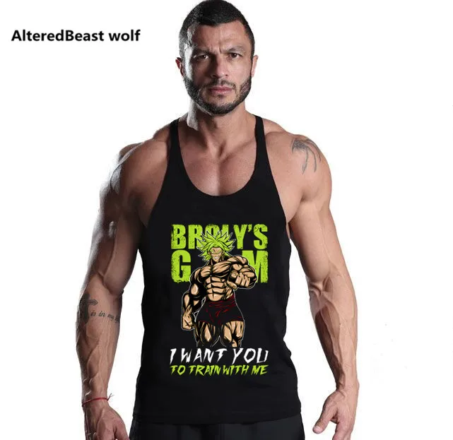 

Fitness Men 2022 Tank Tops Saiyan print Tank Tops men Bodybuilding Stringers Singlet Brand men Sleeveless Shirt Vest tops