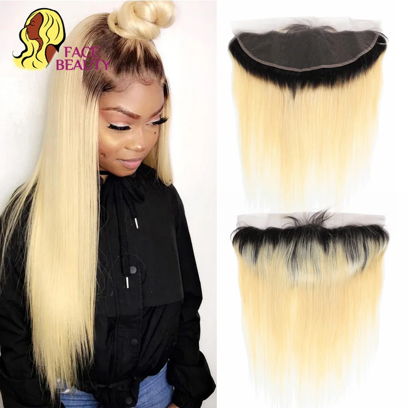 Волосы Facebeauty прямые бразильские Remy человеческие волосы Ombre 1b/613 блонд 13*4 Кружева