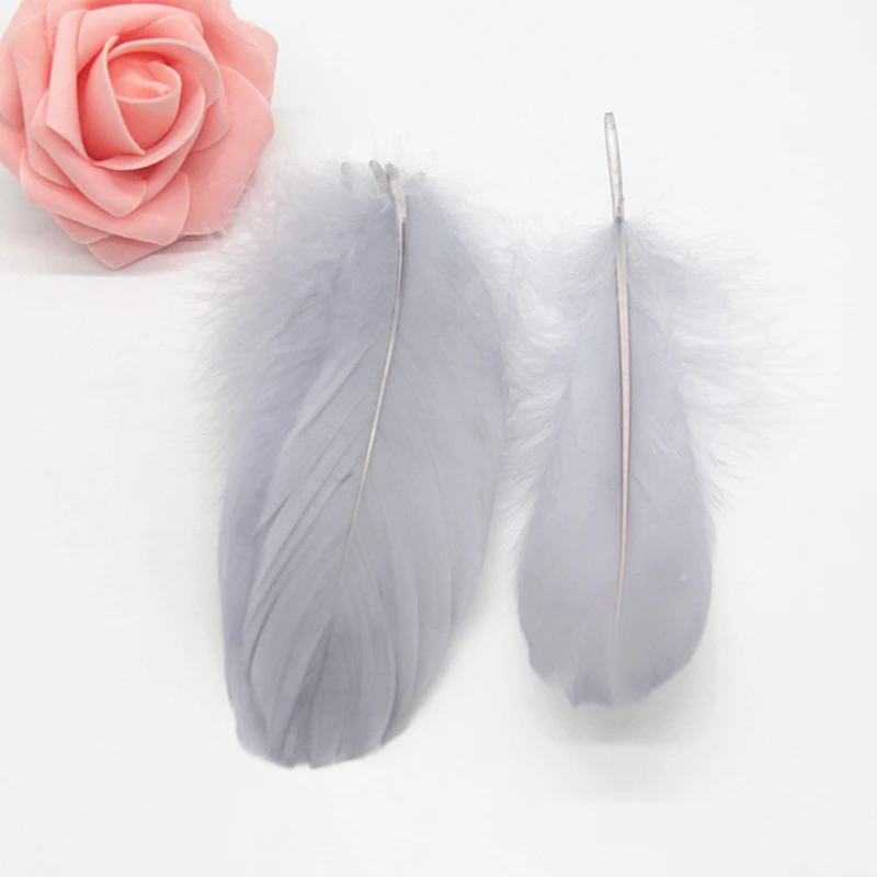 Gray 50pcs Разноцветные Шлейфы Лебедь Feathers10-15cm гусиное перо сценический шлейф Ловец снов промытый гусиный пух пушистый шлейф для свадьбы 50 шт - Цвет: Gray 50pcs