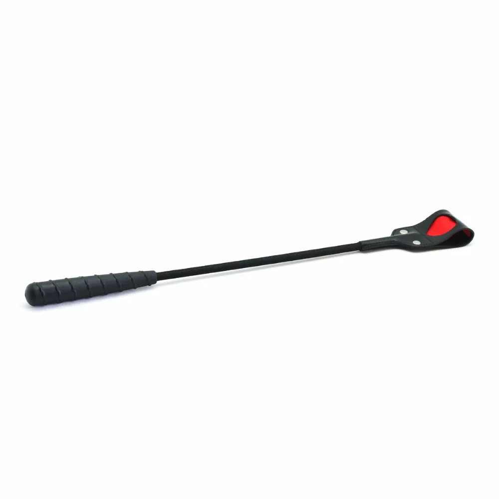 Тонкий черный кожаный кроп SMSPADE 58 см бондаж секс кнут Фетиш Весло с красным