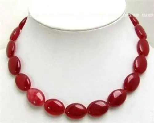 Factory price wholesal Jewelry  Details about  Pretty 13x18mm Red  Flat Oval Gem Necklace 18