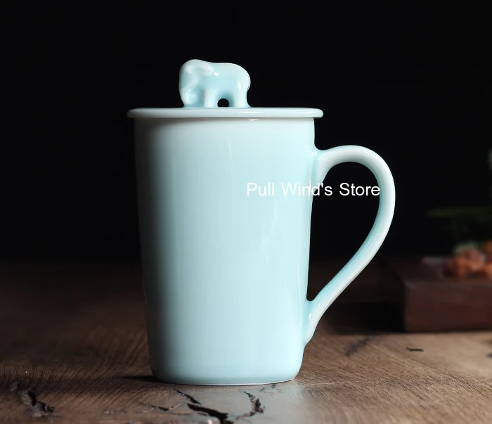 Изысканная керамическая кружка в виде слона зеленая животного для кия|cup pump|cup