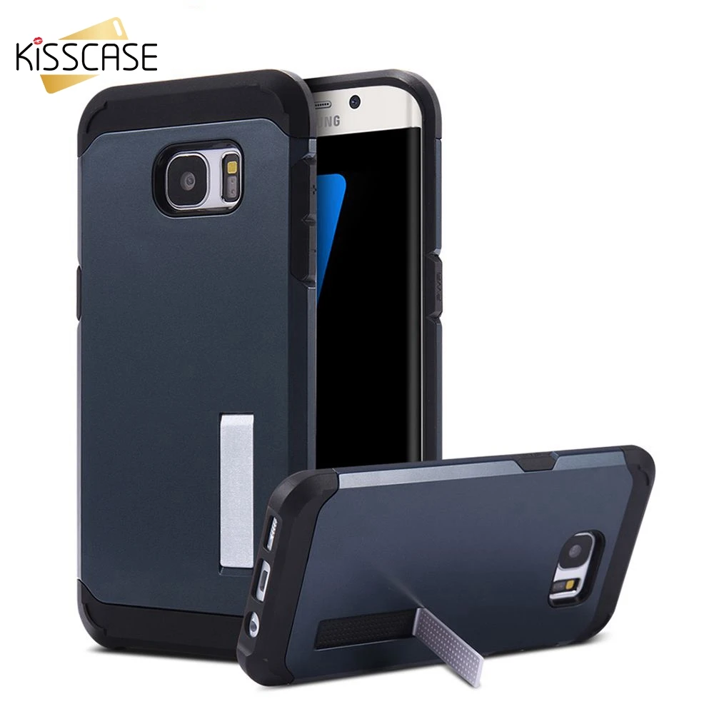 Чехол книжка KISSCASE Hybrid Cool Armor S6 S7 Edge из ТПУ с подставкой для Samsung Galaxy Edge|tpu case|for samsung