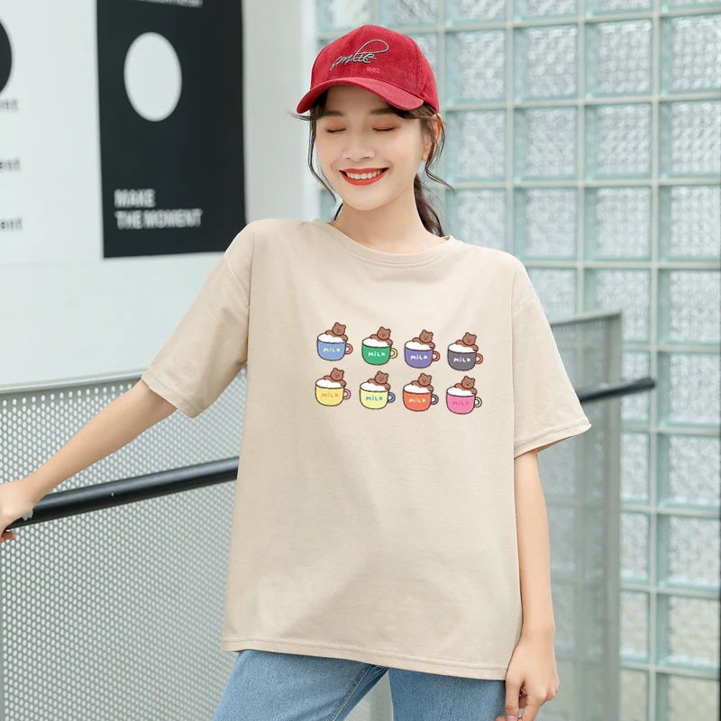 Женская футболка Camiseta Mujer летняя повседневная в стиле Харадзюку с принтом милого