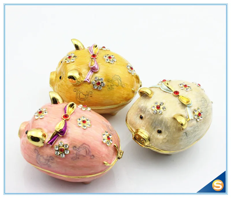 

Big Size Cute Pig Coin Collective Box Pill Box Metal Jewelry Box Trinket Box