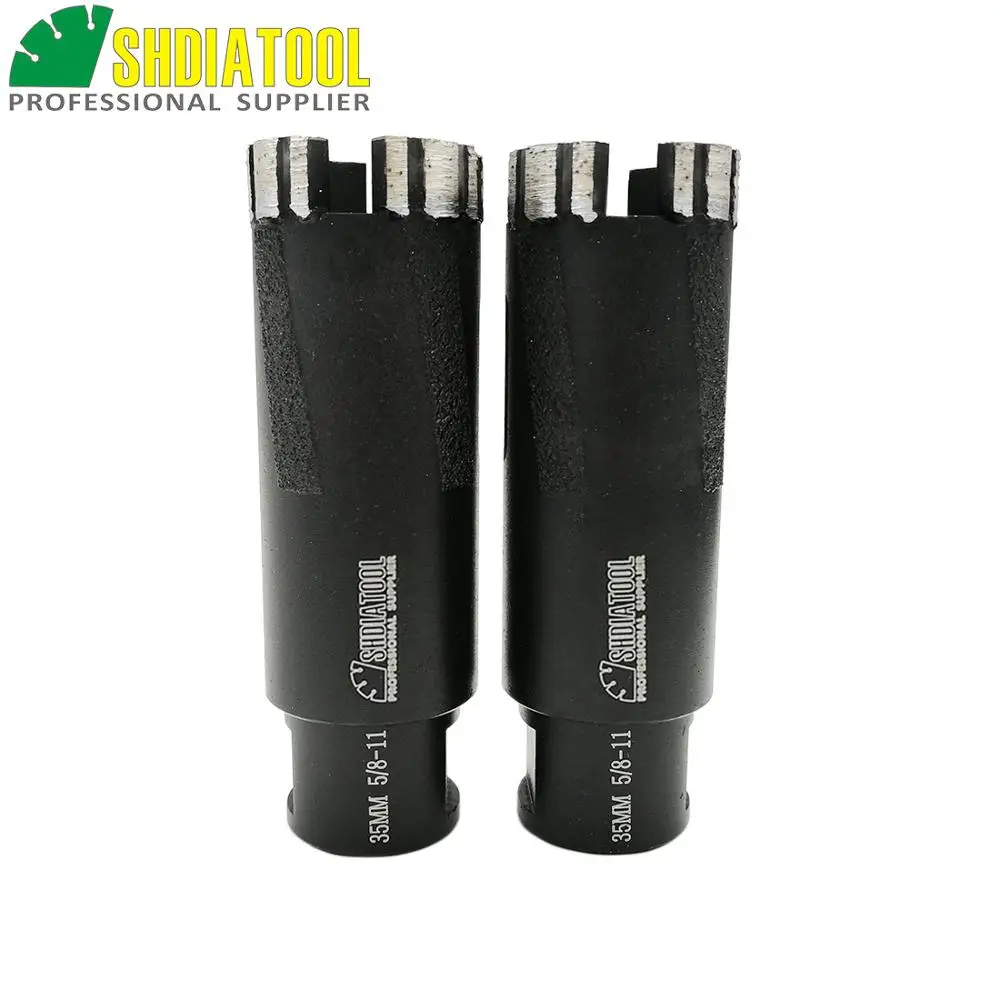 SHDIATOOL 2pcs 35mm 5/8-11 Thread Laser Welded Diamond Dry Drilling Core Bits Side Protection Drilling bit Drill Bit Hole Saw