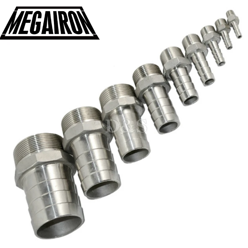 

MEGAIRON BSPT 1.25" DN32 Male Thread Stainless Steel SS304 Barb Hosetail Connector Pipe OD 32mm Fittings Moonshine Still